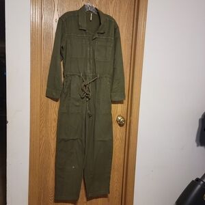 Free People  Olive Green Romper Jumpsuit with Rope Belt Size S/P